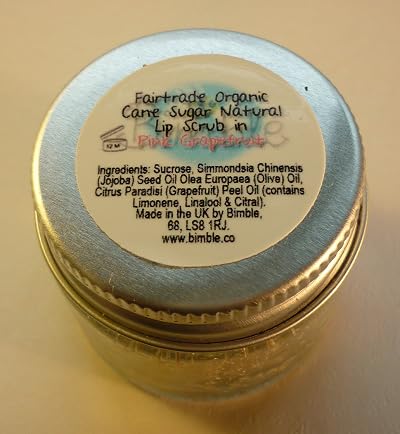 Bimble Organic Raw Cane Sugar Natural Lip Scrub 25g Pink Grapefruit Flavour