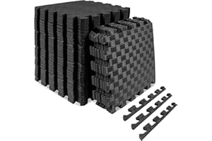 ProsourceFit Exercise Puzzle Mat ½-inch, Checkered EVA Foam Floor Tiles w/Non-Slip Texture, Gym Mats w/Interlocking Flooring 