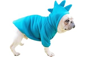 CHEERTAILS Dog Hoodie for Medium Size Dogs French Bulldog Clothes, Frenchie Dinosaur Costume Dog Sweaters for Medium Dogs Boy Girl, Cute Designer Dog Clothes for French English Bulldogs (Blue,XL)