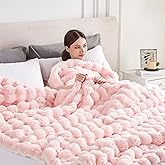 Serenhom 50x60 Inches Ultra-Soft Fuzzy Faux Fur Plush Throw Blanket - Thick, Warm Sherpa for Couch, Sofa, Bedroom, Camping - Decorative Blanket for Cozy Warmth, Bubble Pink