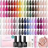 Beetles 44pcs Gel Nail Polish Set, Colorful Muse Collection, 36 Fall Colors | With Base Gloosy Matte Glitter Top Coat, Pink Nude Red Yellow Green Black White Gel, UV LED Needed Salon DIY Home Gifts
