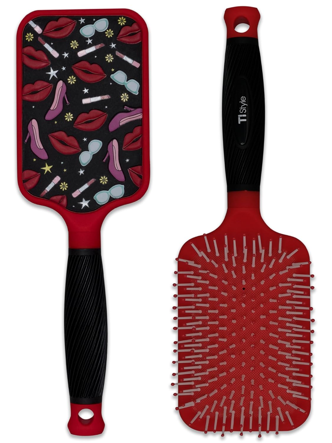 Paddle Hair Brush for Detangling & Styling - Ideal for Blow-drying, Straightening, Combing All Hair Types (Heels & Lips)