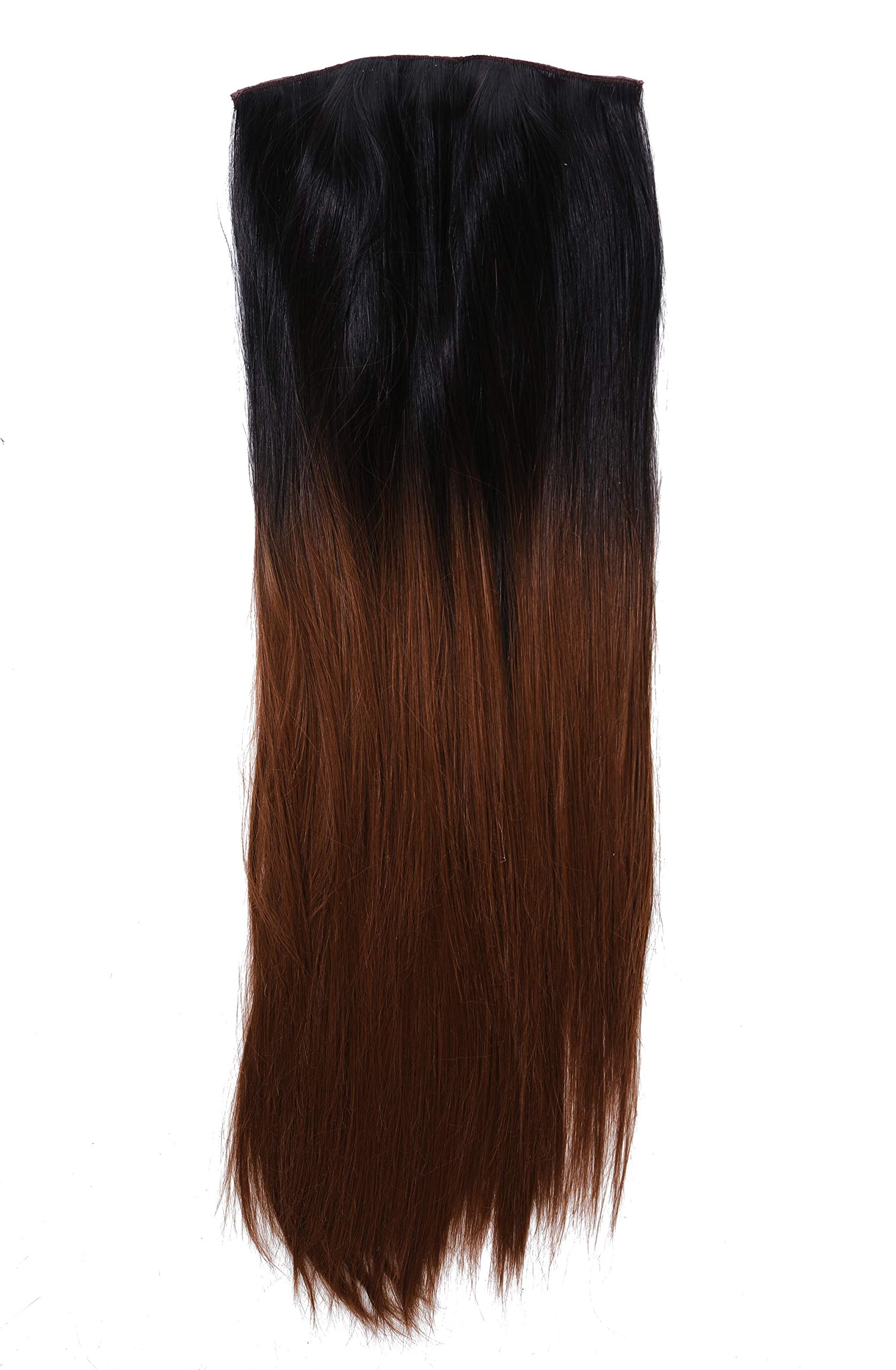 WIG ME UP - BR18709-1T30 Half wig clip-in hair piece weave long sleek ombre black copper brown