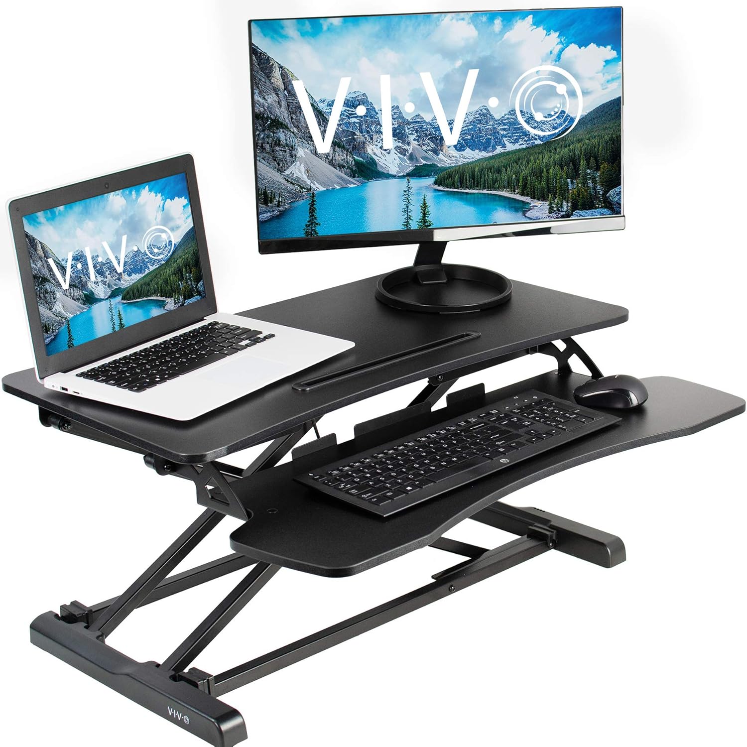 Supporto Monitor Regolabile In Altezza VIVO – Scrivania Standing Desk Con Bracci A Molla