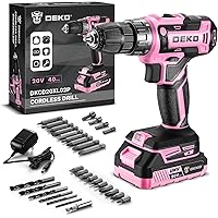 Power Drill Cordless: DEKO PRO Pink Cordless Drill 20V Electric Power Drill Set Tool for Women Drills Cordless with Battery a