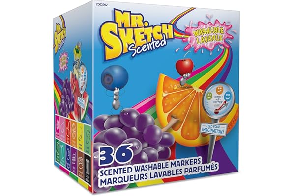 Mr. Sketch Scented Washable Markers, Chisel Tip, Assorted Colors, 36 Count