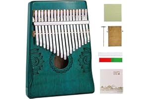 EDDARAY 17 Keys Kalimba Thumb Piano, Mahogany Mbira Sanza Finger Piano with Tuning Hammer and Instruction, Portable Wood Keyboard Musical Instruments Gift for Kids Adults Beginners (Jade Green)