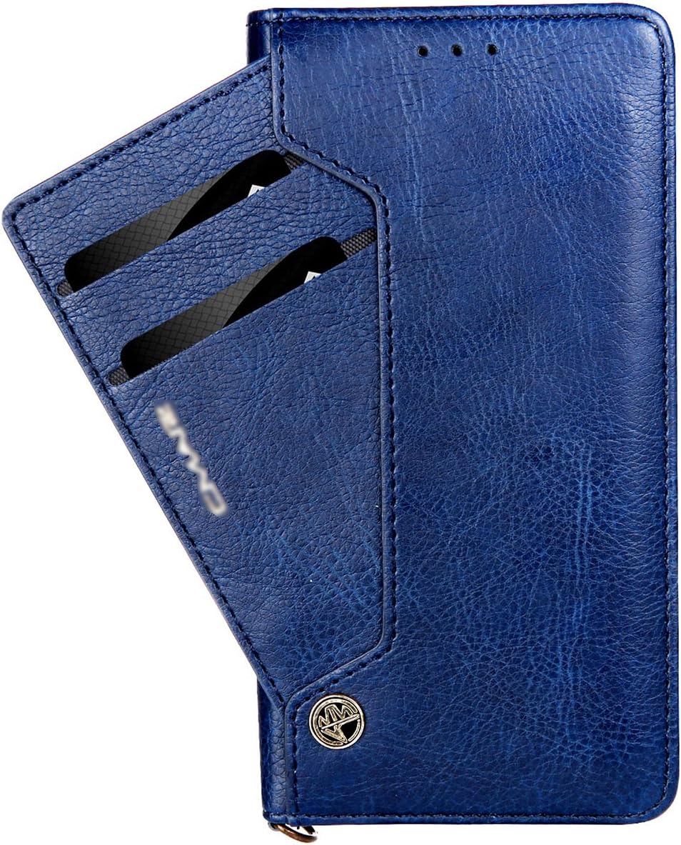 Lunazoe iPhone XS Case,iPhone X wallet shell blue PU Leather Loose-leaf Binder Wallet Card Holder Flip Bracket Phone Case