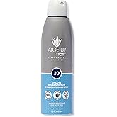 Aloe Up Sport Continuous Spray Sunscreen SPF 30 - Broad Spectrum UVA/UVB Sunscreen Protector for Face and Body - With Aloe Vera Gel - Fast Absorbing Sheer Formula - Reef Safe - Fragrance-Free - 6 Oz