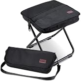 MOONCY 16-Inch Collapsible Stool, Portable Aluminum Alloy Pocket Chair with Shoulder Strap, Supports up to 300 lbs, Lightweight Folding Stool for Camping, Hiking and Fishing, Black