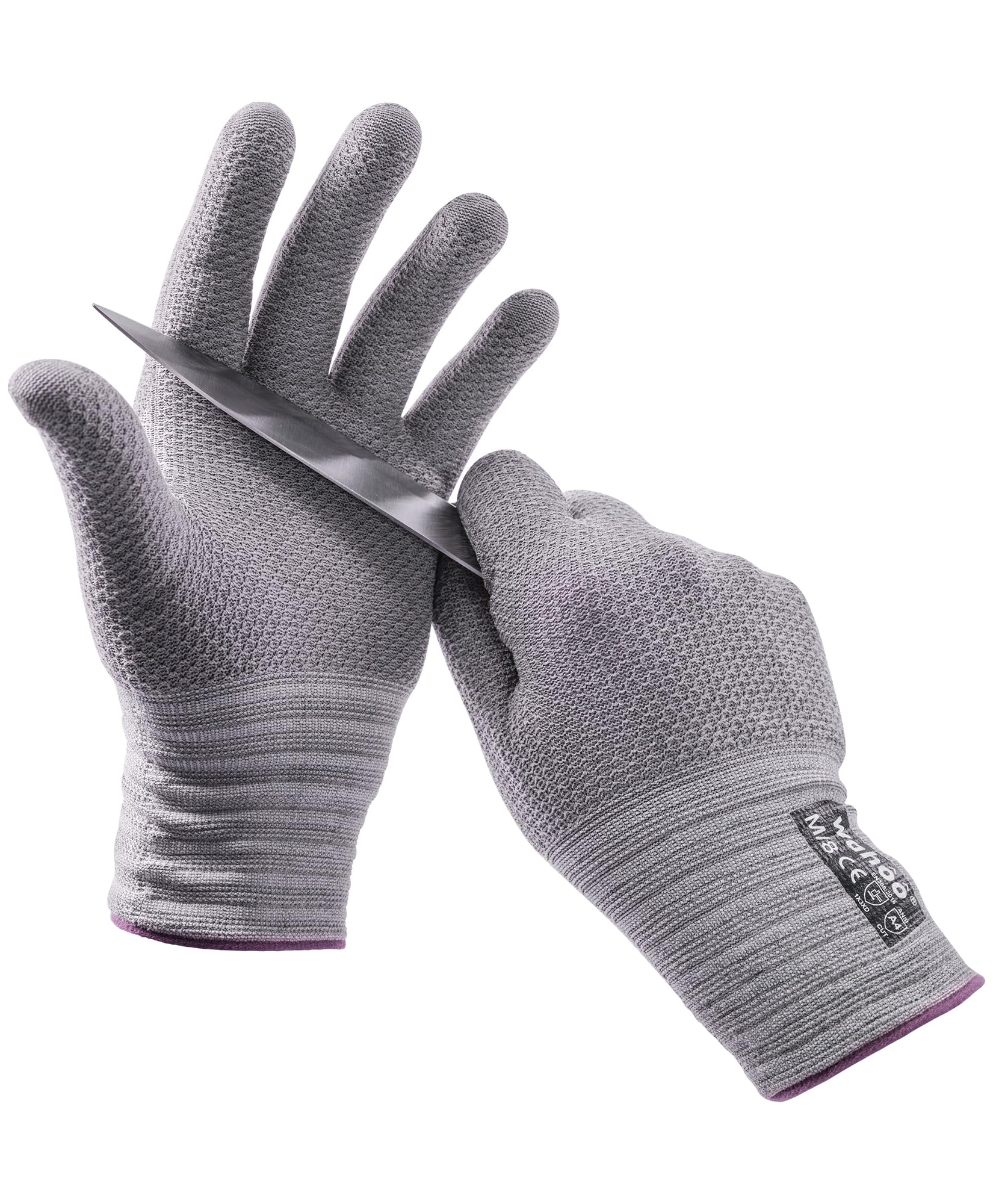 Photo 1 of LANON Wahoo Cut Resistant Gloves ANSI A4 Cut Proof Work, Extreme Lightweight & Thin, Fiberglass-free, 3D-Comfort Fit, Breathable, Food Grade Upgrade Safety Anti Cutting, 1 Pair, Large