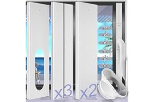 TigeJoy Sliding Door Air Conditioner Kit for 5.1 & 5.9 Inch Exhaust Hose of Portable AC, Max Adjustable Length 95 Inch Air Conditioner Window Vent Kit with Universal Coupler Reinforced PVC Plates Seal