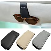 EldHus Sunglass Holder for Car Visor, Magnetic Car Glasses Holder Clip, Leather Eyeglass Holder for Car, Universal Vehicle Sunglasses Hanger Eyeglasses Mount, 1 Pack Black