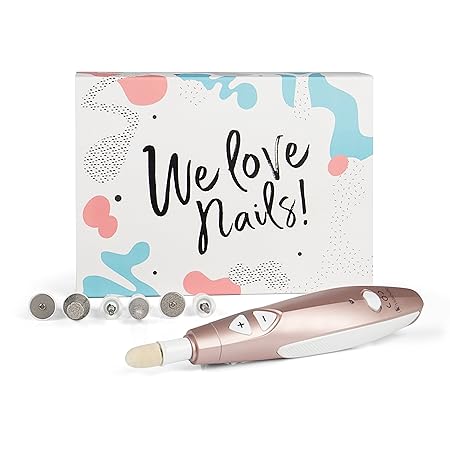 VIDABELLE elektrisches Maniküre & Pediküre Set in rosa | Maniküreset mit 7 Nagelpflege Aufsätzen | Lupe und LED Leuchte | Nag
