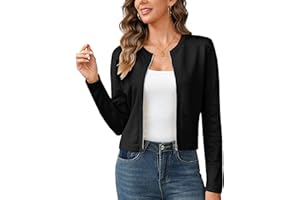 Totatuit Womens Long Sleeve Knitted Zip-Up Cardigan Sweaters Lightweight Crew Neck Cropped Shrug Fall Sweatshirts Jacket