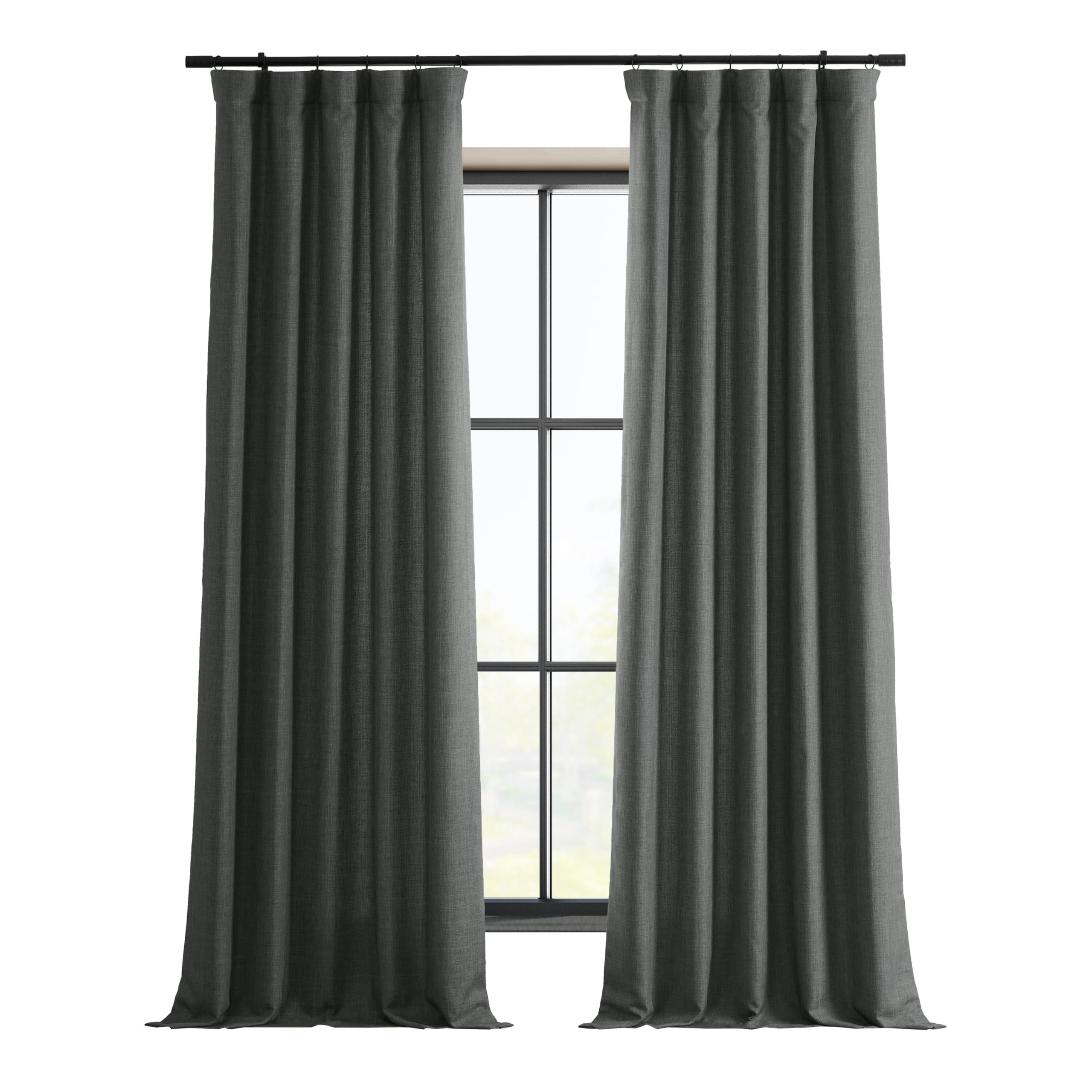 HPD Half Price Drapes FLCH-FM20104-108 Italian Faux Linen Curtains, 1 Piece, Anchor Grey