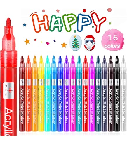 Amazon.com: Mitoymia 16 Colors Acrylic Paint Markers, Paint Pens