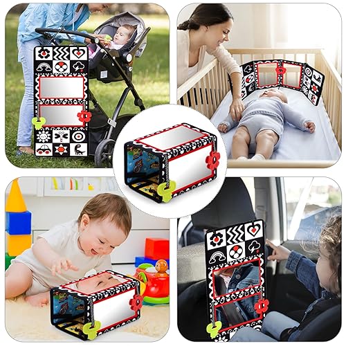 Tummy Time Floor Mirror with Teethers, Double-Sided Baby Mirror