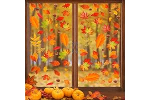 JMANNI Fall Window Clings, 9 Sheet Autumn Window Clings for Glass Autumn Window Stickers Thanksgiving Clings for Windows Fall Window Stickers Thanksgiving