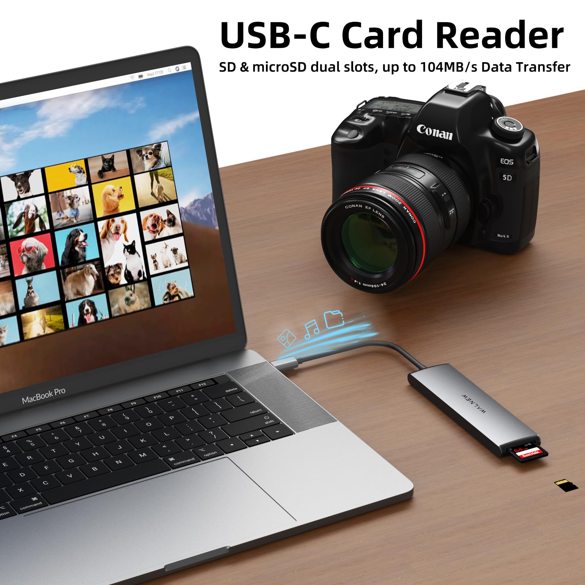 USB C Hub, WALNEW 7 in 1 USB C Docking Station with 4K HDMI,100W PD, 3 5Gbps Data Ports(1 USB-C & 2 USB 3.0),TF/SD Card Reader, USB Hub for Laptop, MacBook Pro/Air/Mac/Dell/HP/ASUS/Acer/Steam Deck