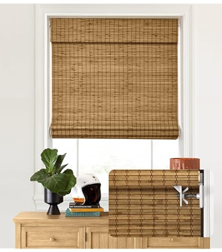 Amazon.com: Windowsandgarden Cordless Woven Wood Roman Shades, 59W