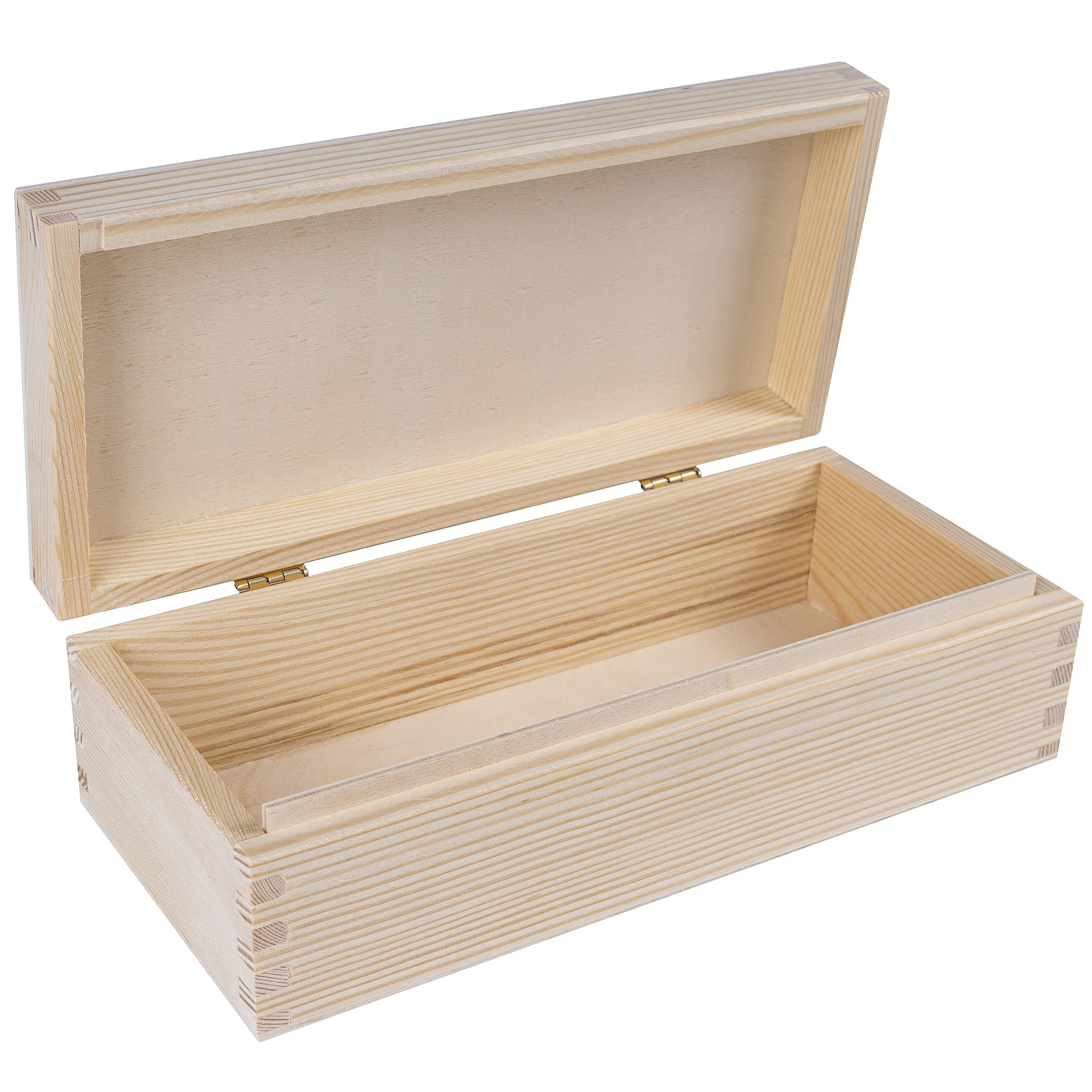 Creative Deco Small Wooden Storage Box | 24 x 11.3 x 7.2 cm | Unpainted Plain Rectangular Box with Lid Trinket Gift Easter Box | Office or Bedroom | Jewellery Box