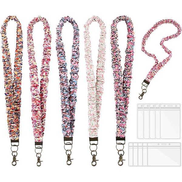 SATINIOR 4 Pcs Stretchy Scrunchie Lanyards With 8 ID Holder - View #5