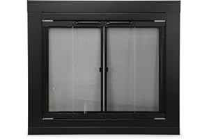 Stanbroil Fireplace Glass Bi-fold Style Door, Black Finish, Medium, Decorative Fireplace Screen Door for Fireplace Accessories