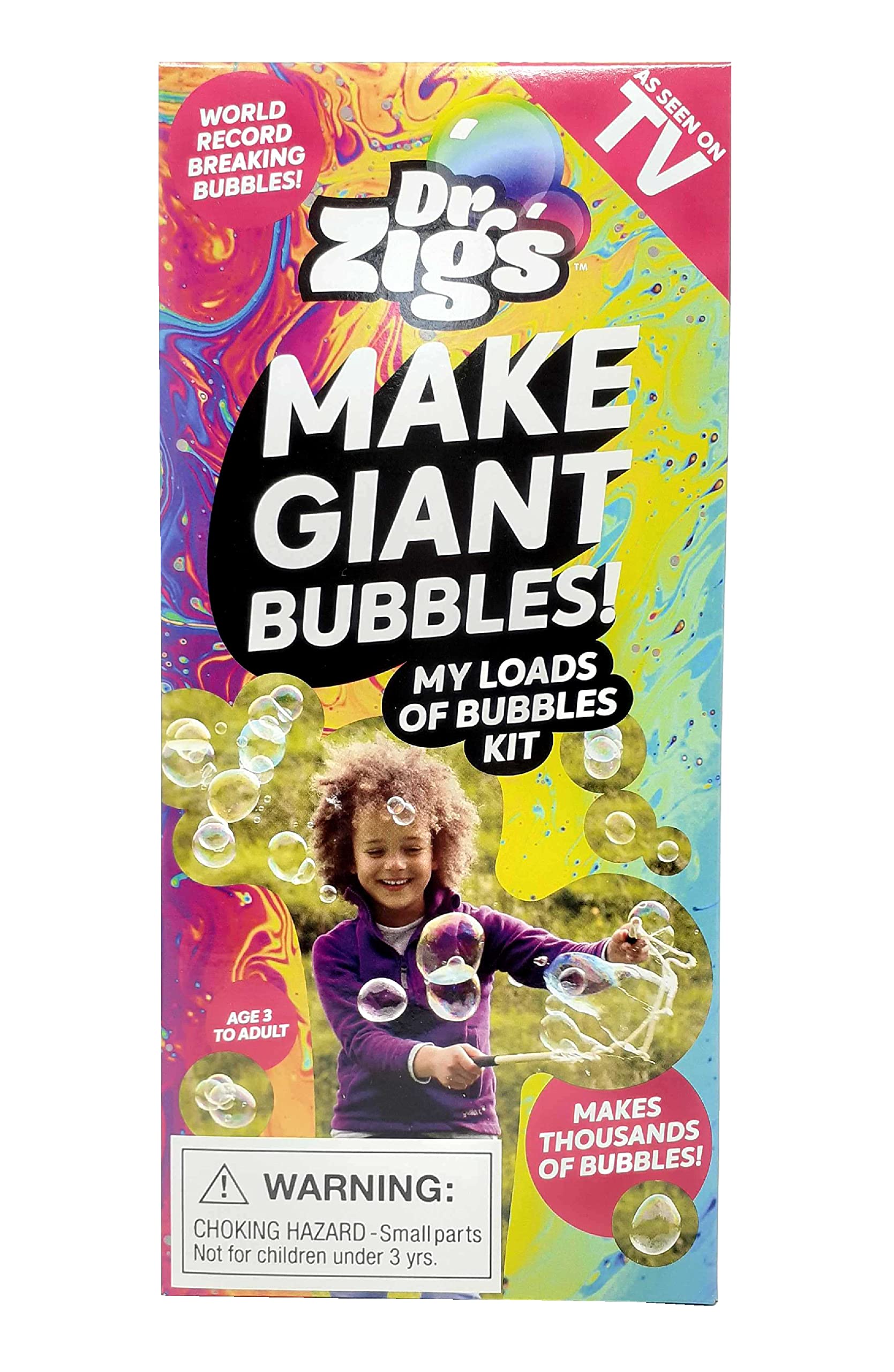Dr Zigs Giant Bubbles for Kids - Easy to Use Sensory Toys, All-in-One Kit with Multi Bubble Wand and Bubble Solution. Plant-Based Bubble Mixture Makes 1000's of Magnificent Bubbles.