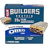 CLIF BUILDERS Protein Bars, White Fudge OREO-Flavored, 20g Protein, 6ct | 20g Plant Based Protein, No Artificial Sweeteners, Gluten Free, Non-GMO, Low Glycemic, No High Fructose Corn Syrup