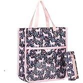 Maplerich Kids Cute Tote Bags for Boys Girls Ages 4-16,Handbags with Pencil Case, Book Tote Bags with Zipper for School and Playtime (pink)