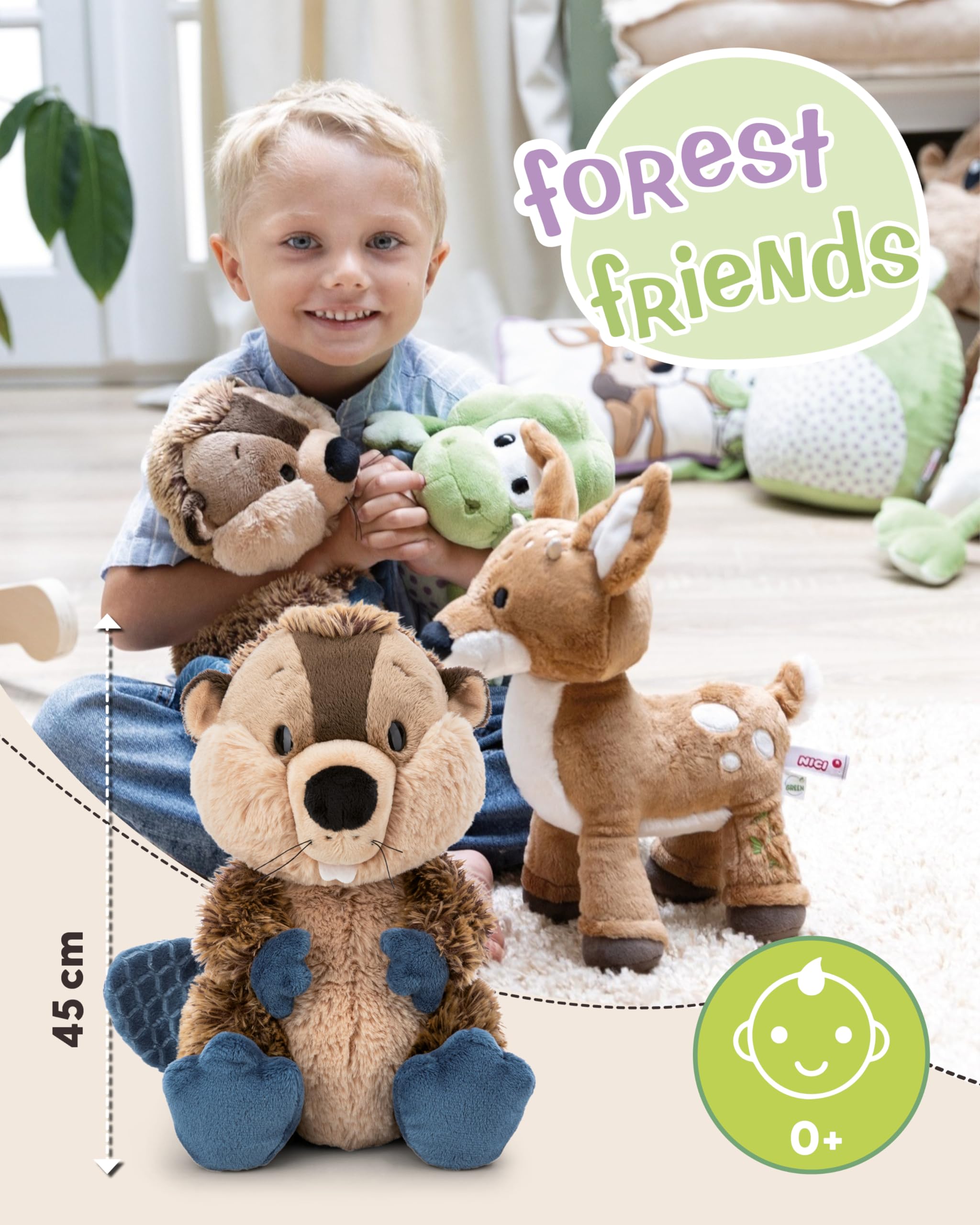 NICI Kuscheltier Biber Harry Woodsnacker 45cm - braun - Weiches Plüschtier – niedliches Stofftier zum Kuscheln & Spielen – tolle Geschenkidee für Kinder & Erwachsene - 62273 2