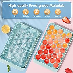 WIBIMEN Ice Cube Tray with Lid - Round Ice Tray for