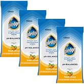 Pledge pH Balanced Multi Surface Cleaning Wipes, Fresh Citrus, 25 Ct, 4 pk | Removes Dust, Cleans, and Sanitizes Wood Furniture, Stainless Steel, Glass, Granite, and Sealed Surfaces, 100 Total Wipes