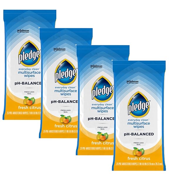 PLEDGE MULTISURFACE CLEANING WIPES, PH BALANCED, FRESH CITRUS,...