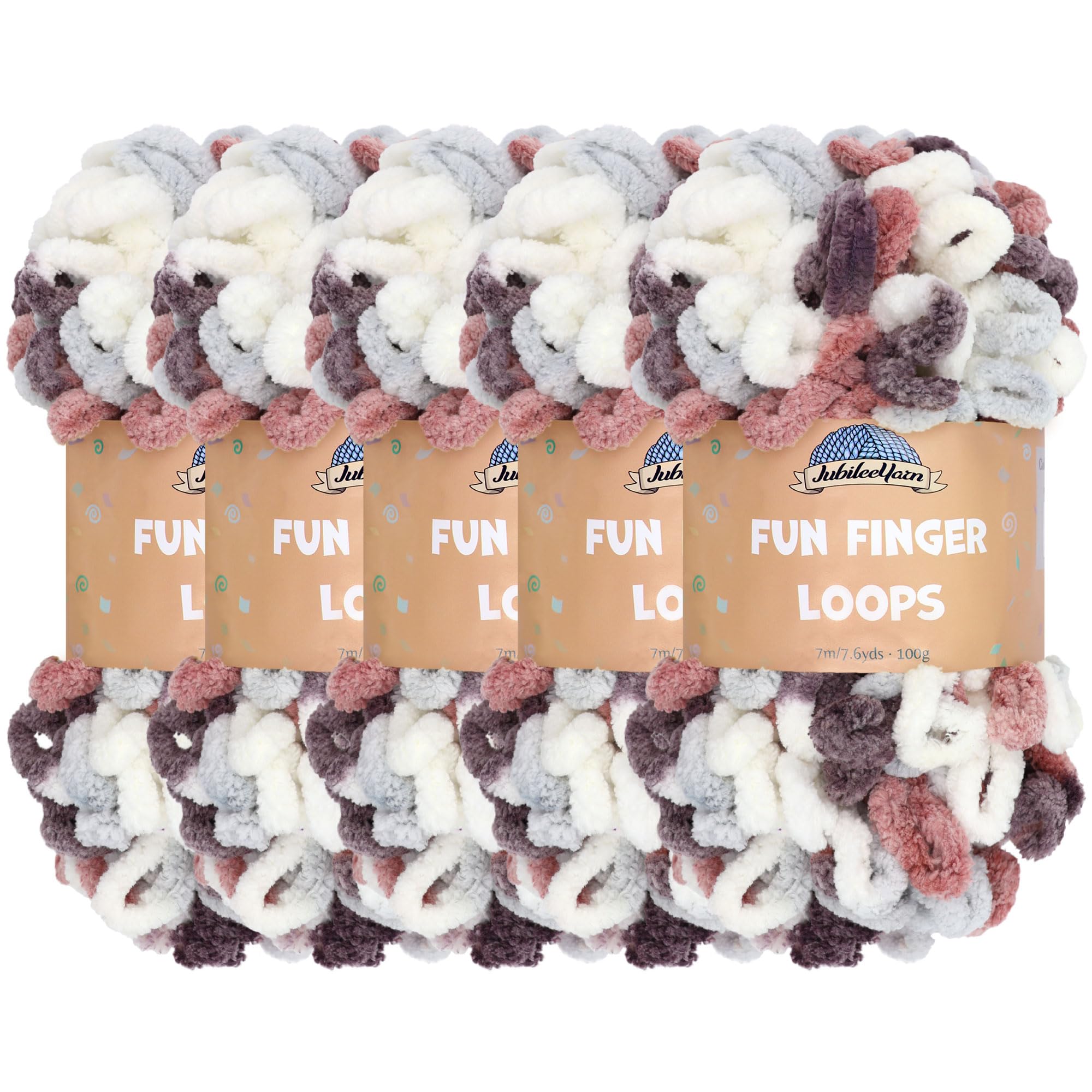 JubileeYarn Fun Finger Loops Yarn - Polyester Jumbo Weight Loop Yarn - 100g/Skein - Hermes - 5 Skeins — image 1