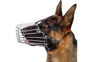 BRONZEDOG Dog Muzzle Wire Basket Metal Mask for Medium Large Dogs (Size 6: German Shepherds)