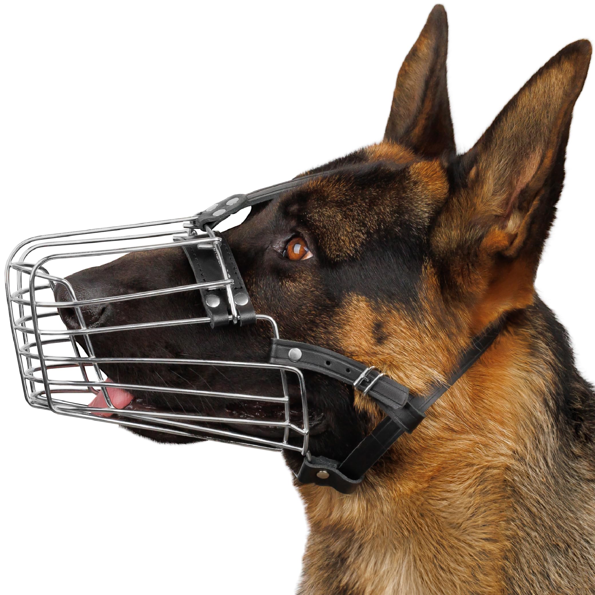 Photo 1 of BRONZEDOG Dog Muzzle Wire Basket Metal Mask for Small, Medium and Large Dogs, Breathable, Dog can Drink, Adjustable, Padded, Training, Prevents Biting (Size 6: German Shepherds)