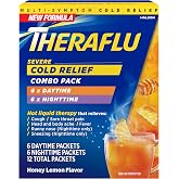 Theraflu Day and Night Pack, Severe Cold Relief, Honey Lemon, 12 Packets | Cold, Cough, and Flu Relief Powder for Use in Hot Liquids, Dual Formulas for Day and Night