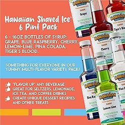 Hawaiian Shaved Ice Syrup Assortment, 6 Popular