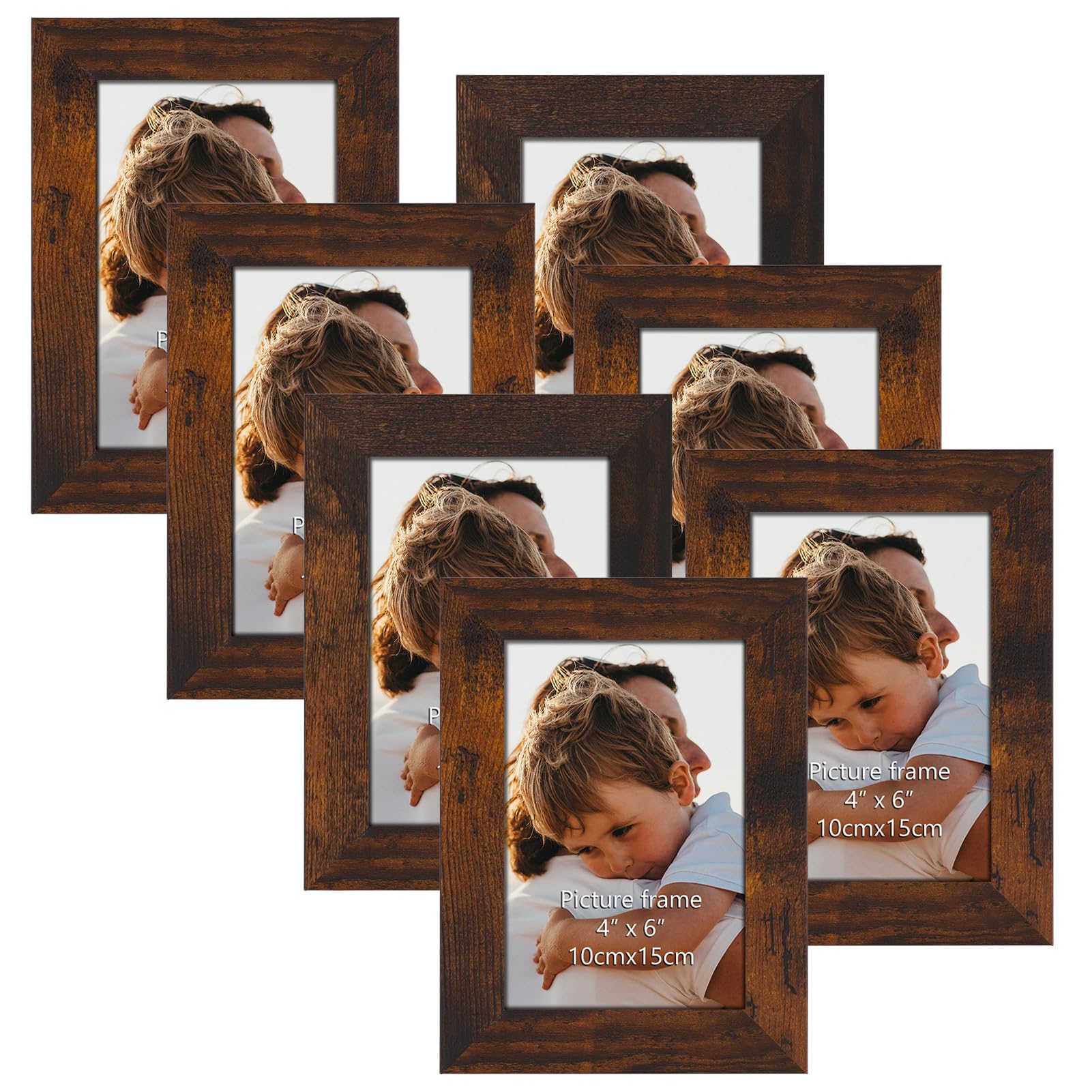 Vasemouh 6x4 Photo Frame, Wooden Vintage 4x6 Picture Frames Set of 7, Table or Wall Decoration. — image 1