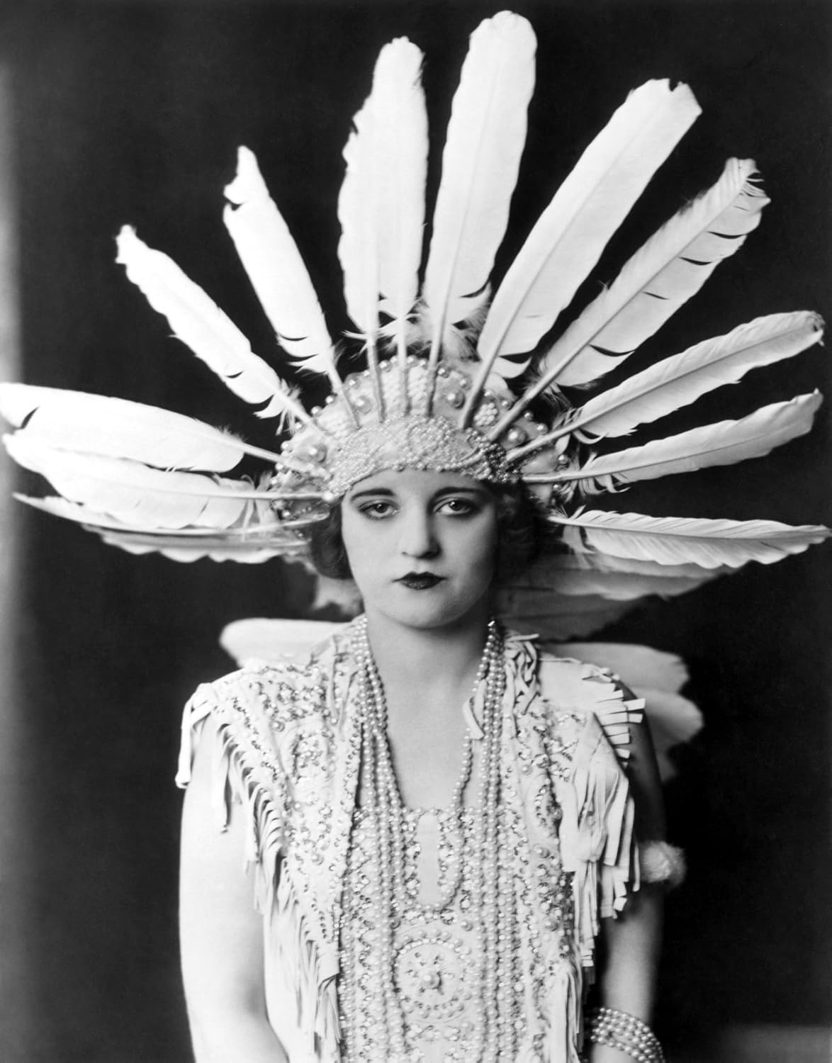 Photographs - Tallulah Bankhead Feather Headdress Ziegfeld Follies Girl Photo Pinup Cheney Johnston Art Deco Photos 8x10