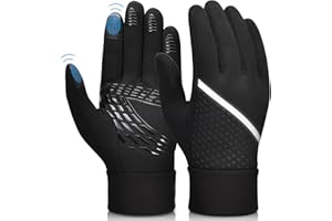 OOPOR Winter Warm Running Sports Gloves - Cold Weather Ski Outdoor Thermal Bike Black Mittens for Man Woman