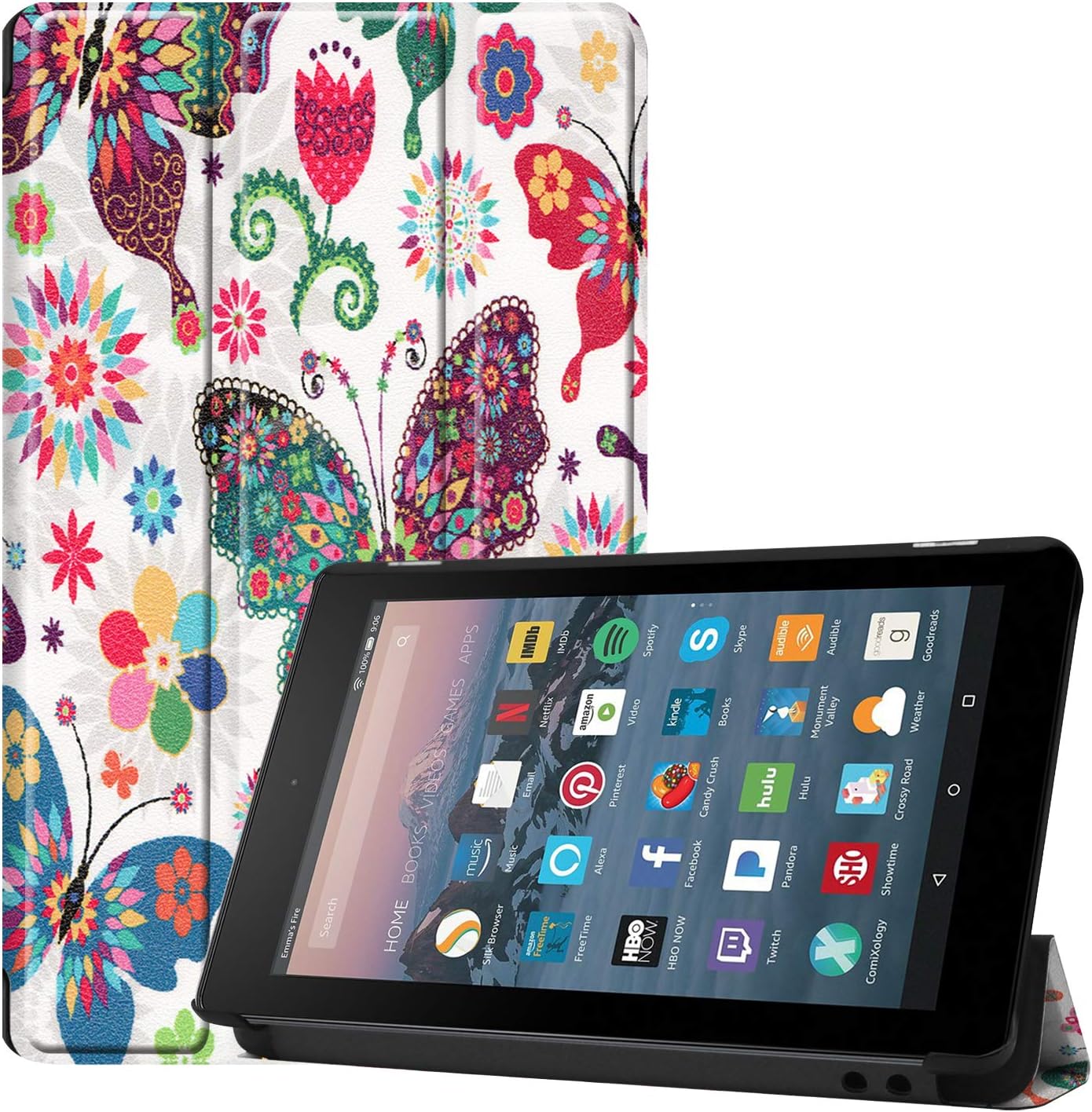 Hülle Für Kindle Fire HD 10 (9./7. Gen, 2019/2017) – Slim Stand Cover Mit Auto Wake/Sleep, PU-Leder