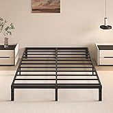 HOBINCHE 10 Inch Full Size Bed Frame - No Box Spring Needed Heavy Duty Metal Platform Mattress Foundation with Steel Slats, Non-Slip Noise Free Easy Assembly Black Bedframes