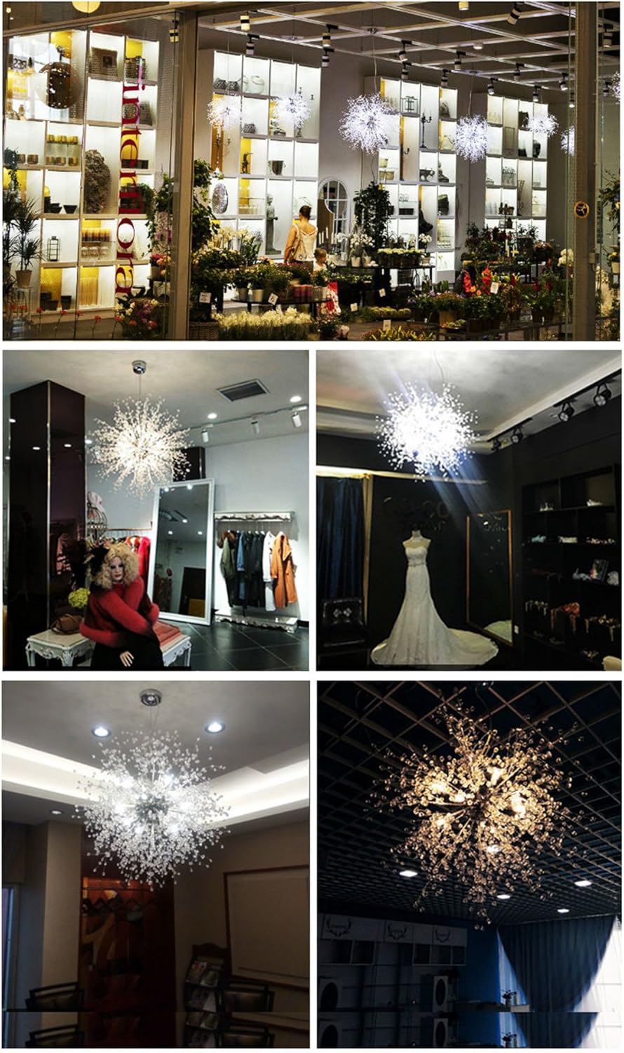 GDNS Chandeliers Firework LED Light Stainless Steel Crystal Pendant Lighting Ceiling Light Fixtures Chandeliers Lighting, Dia 23.5 inch - - 