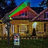 Neroupe Christmas Projector Lights Outdoor Waterproof with Remote Control, Outdoor Christmas Decorations Garden & Landscape Lights with Red and Green Stars for Garden Room Decor/Halloween Decorations