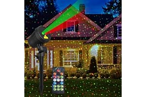 Neroupe Christmas Projector Lights Outdoor Waterproof with Remote Control, Outdoor Christmas Decorations Garden & Landscape Lights with Red and Green Stars for Garden Room Decor/Halloween Decorations