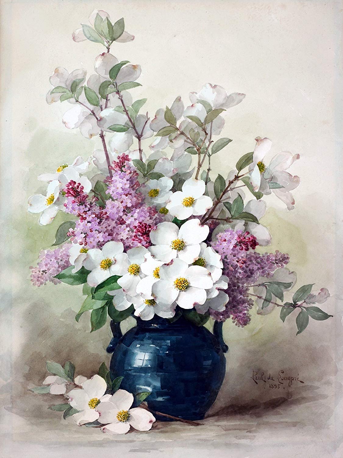 Flowers Bouquet Jasmine Lilac P. Longpre Tile Mural Kitchen Backsplash Ceramic