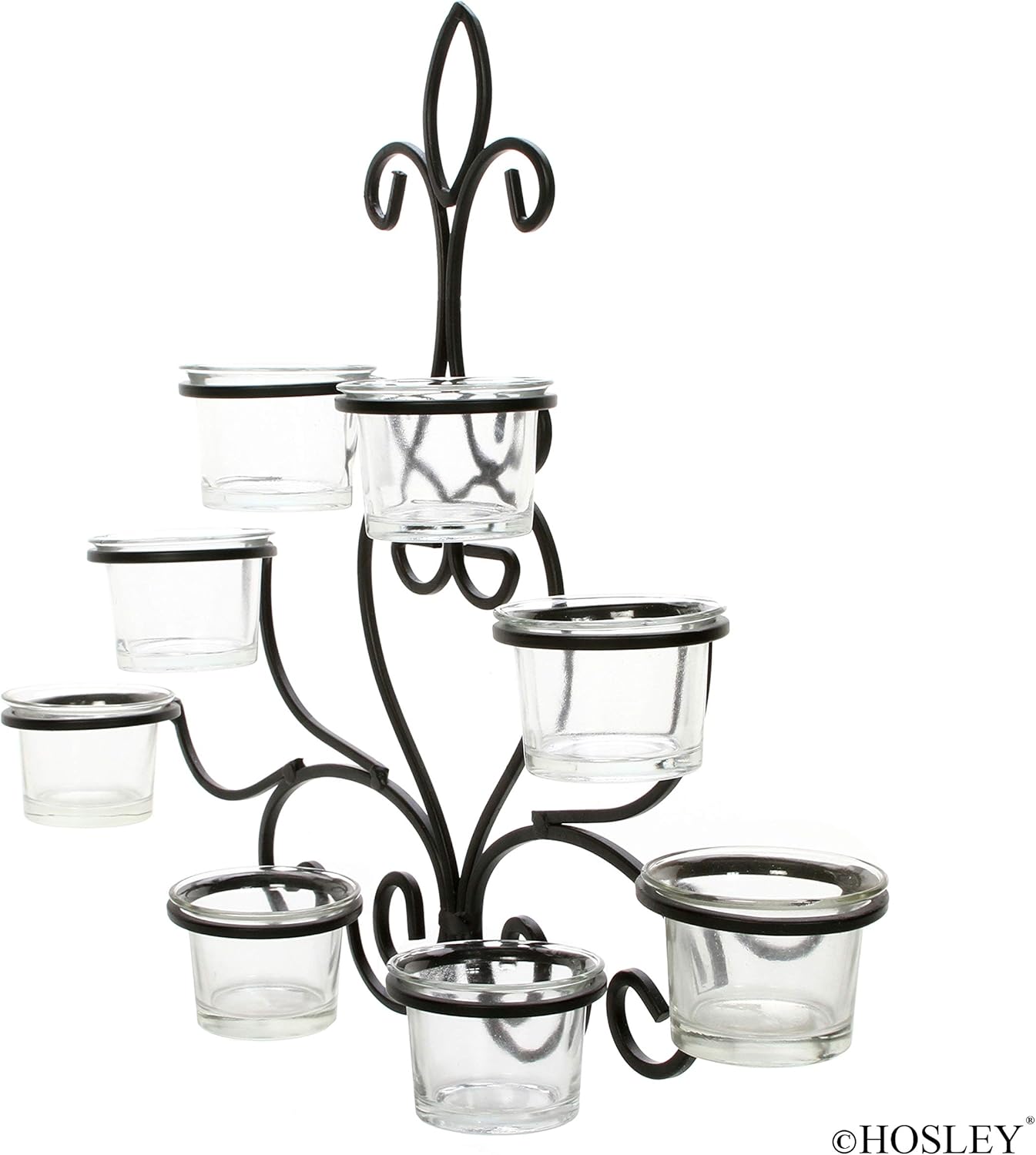 Hosley Scrolled Wall Angel Art Sconce 13.6 Inch Length 8 Votive Farmhouse LED Tealight Cup Holder Includes Glass Cups Mid Century Modern Wall Decor Ideal Gift for Weddings Party Spa Home O8: Kitchen & Dining